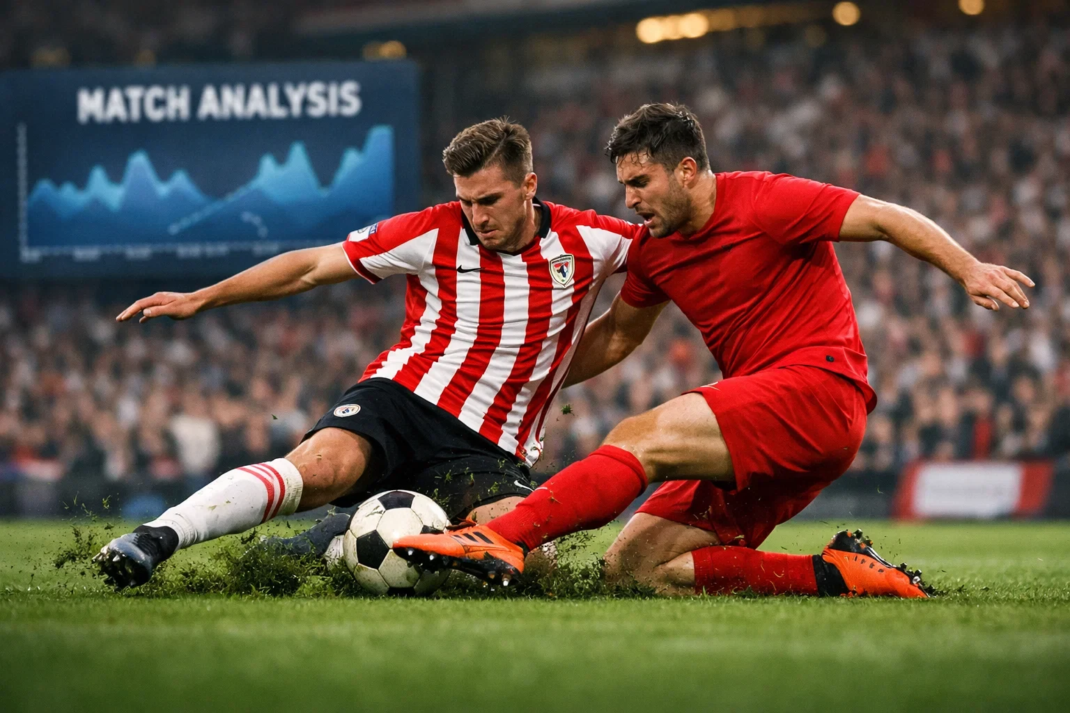 Voetballers in actie tijdens topwedstrijd op grasveld