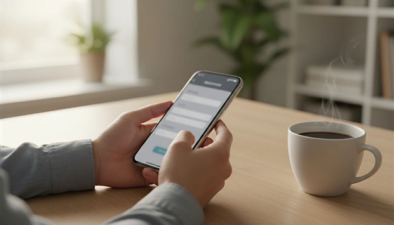 Persoon registreert account op smartphone bij bookmaker