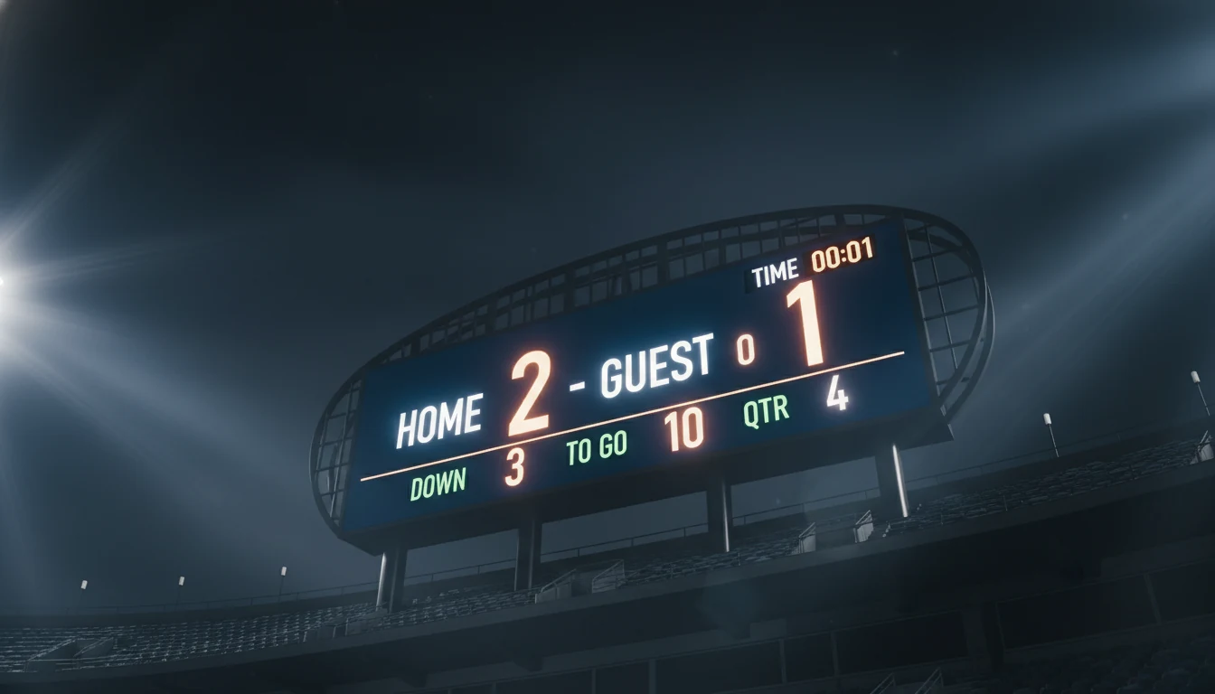 Elektronisch scorebord met doelpunten voor beide teams