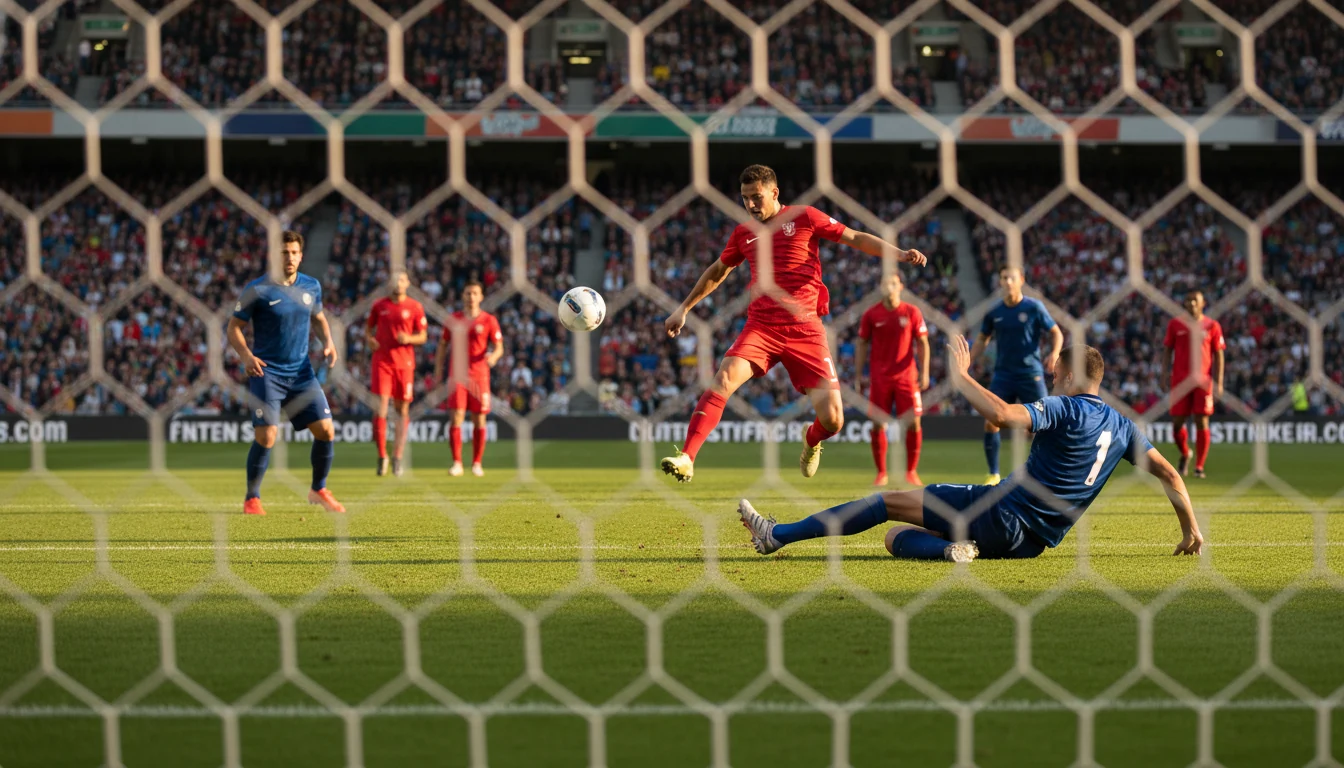 Voetbalwedstrijd met supporters die beide teams aanmoedigen