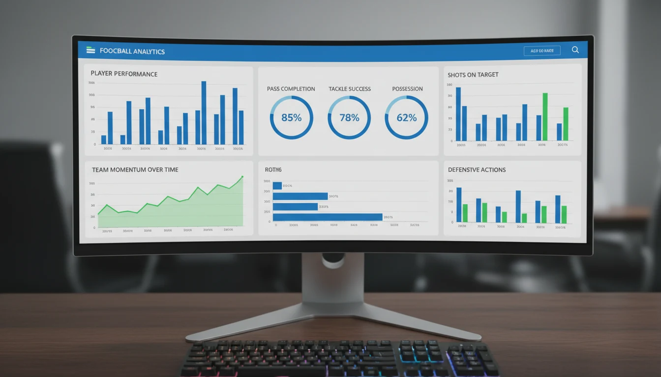 Dashboard met meerdere voetbalstatistieken en grafieken