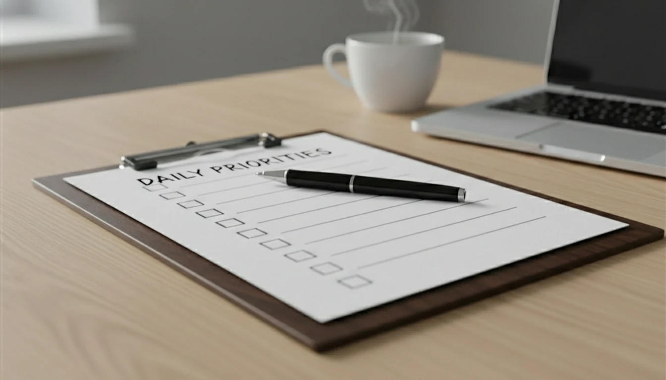 Checklist met wedstrategieën op papier naast koffiekop