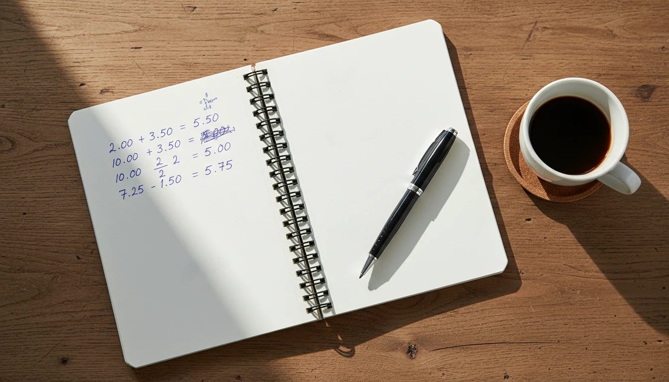 Notitieboekje met odds berekeningen en pen op bureau