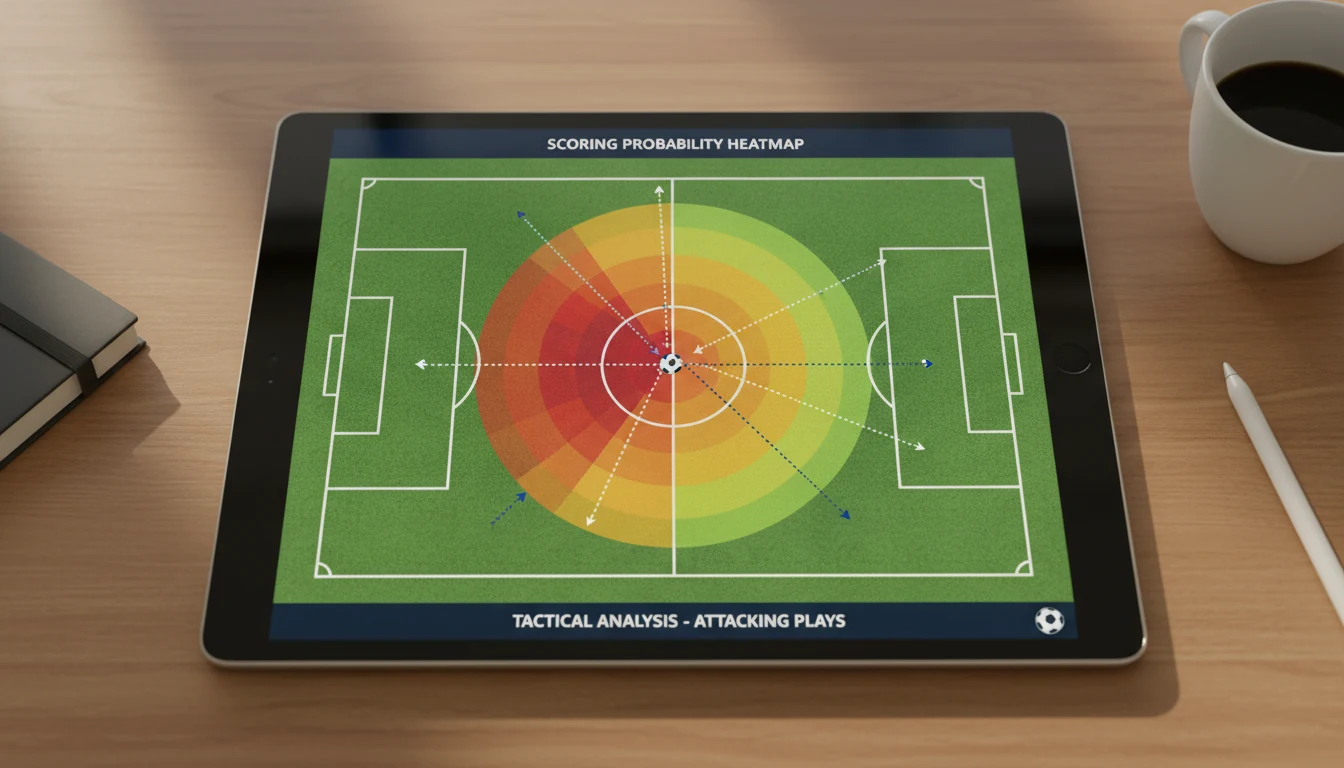 Voetbalveld diagram met kansenzones gemarkeerd